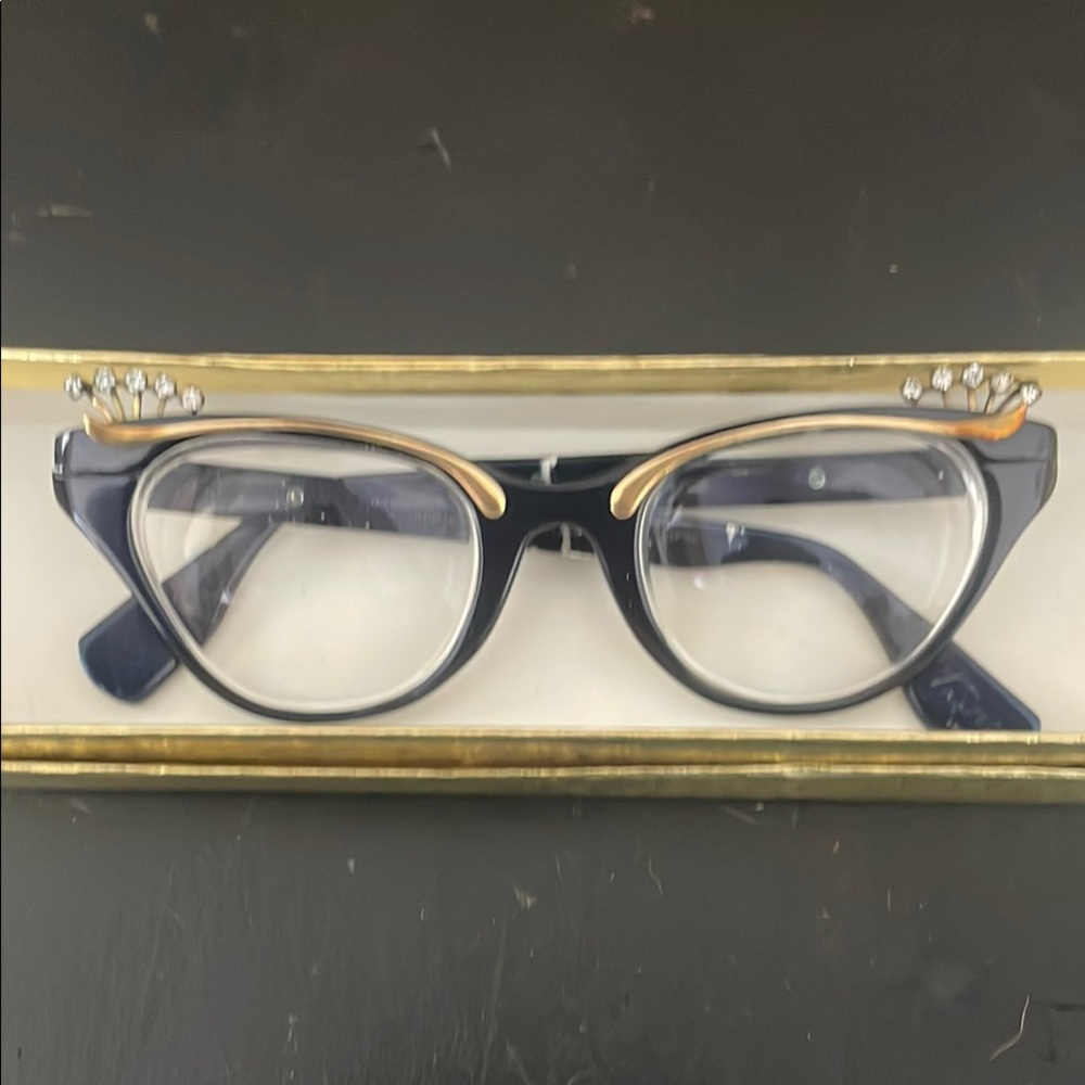 Vintage Tura Blue and Gold Cat Eye Glasses